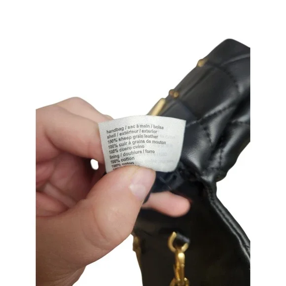 Ted Baker Black Quilted Sheep Leather‎ Handbag with Gold Stud Embellishments